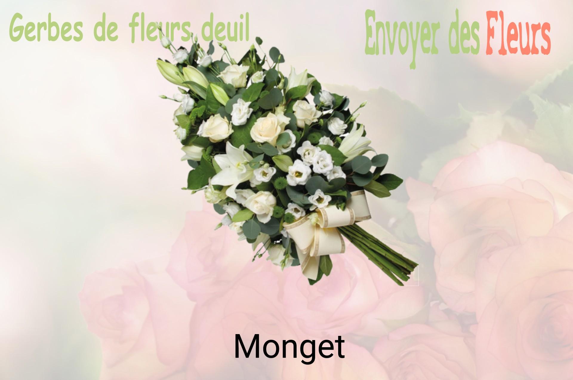 Gerbe de fleurs de deuil livrée à Monget